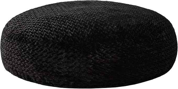 Hobestluk 6ft Bean Bag Chairs for Adults Large Beanbag Chair with Chevron Plush Fur Cover Big Bean Bag Chair for Living Room Bedroom Dorm Office - Black (70" x 70" x 15")