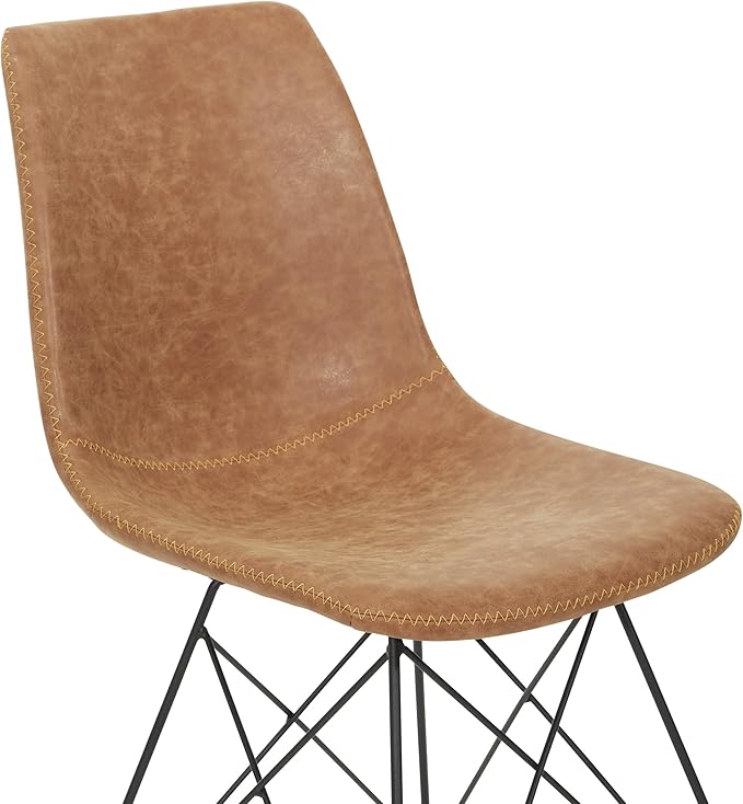 OSP Home Furnishings Trenton Modern Dining Chairs, Set of 2, Sand Faux Leather