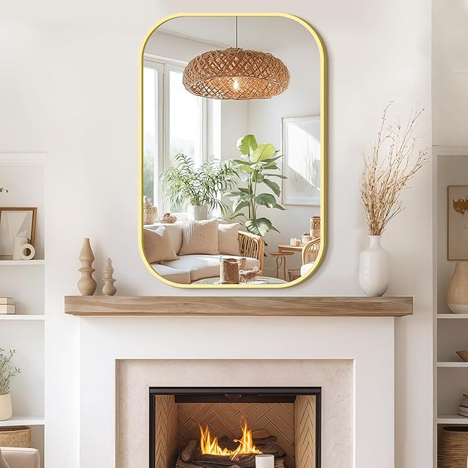 Bathroom Mirrors for Over Sink, 24x36 Gold Vanity Mirror for Bathroom Sink, HD Shatterproof Squircle Wall Mirror for Bathroom Washroom Lavatory Restroom Metal Frame