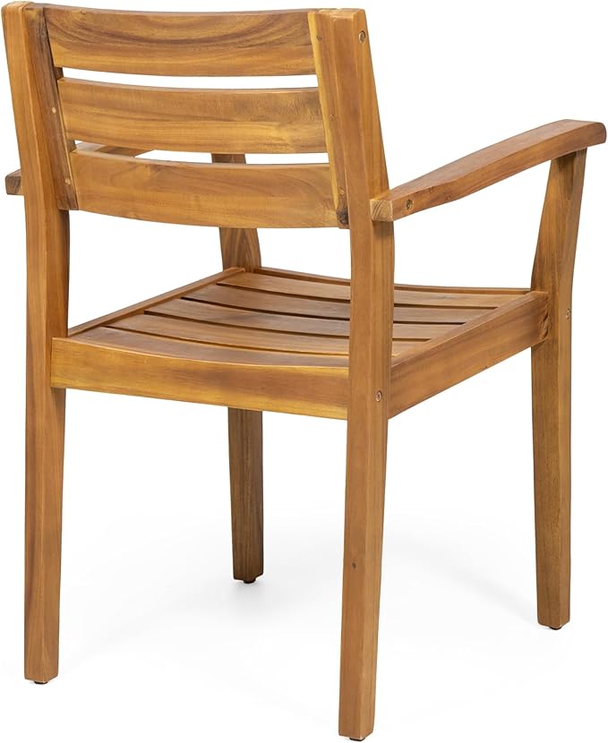 Merax Acacia Wood Dining Chairs Set of 2,Stamford Outdoor Acacia Wood Dining Chairs for Kitchen, Living Room,Outdoor,Teak
