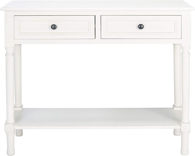 Safavieh Home Collection Tate Distressed White 2-Drawer Bottom Shelf Console Table