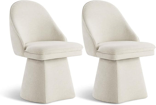 Swivel Dining Chairs Modern Desk Chair Upholstered Linen Fabric Side Chair for Kitchen Dining Room Bedroom,Linen,2 Box