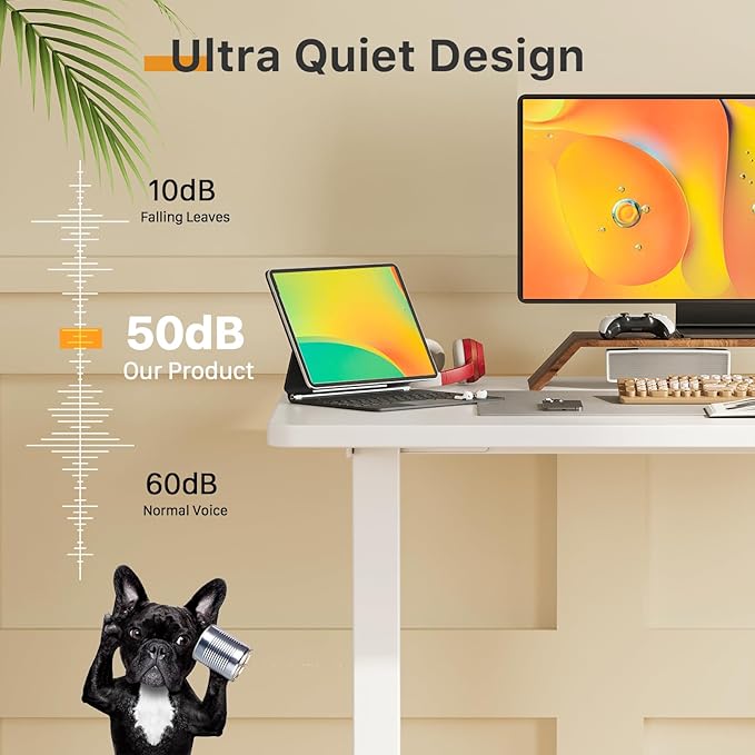JOY worker Small Electric Standing Desk, 35" x 20" Whole Piece Height Adjustable Desk with Memory Controller, White Sit to Stand Desk Workstation for Home Office