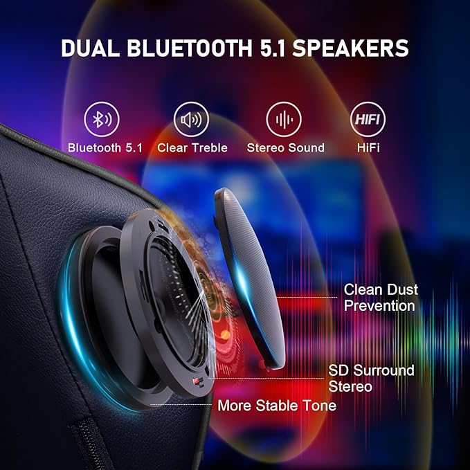 GTRACING Gaming Chair with Footrest Speakers Video Game Chair Bluetooth Music Heavy Duty Ergonomic Computer Office Desk Chair