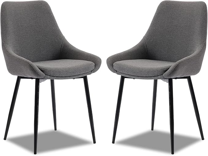 Dining Chairs Set of 2 Ergonomic Living Room Chairs Dark Grey Kitchen Chairs,Loads Up to 270lbs,Quick Assembly,Dining Room Chairs with Arms for Kitchen,Dining, Bedroom, Living Room