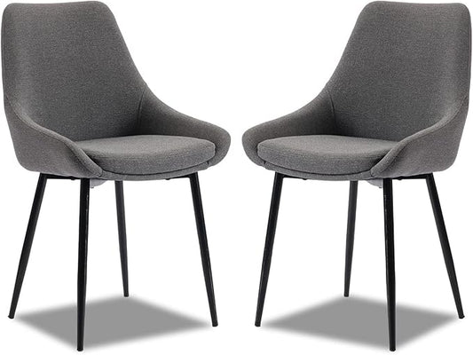 Dining Chairs Set of 2 Ergonomic Living Room Chairs Dark Grey Kitchen Chairs,Loads Up to 270lbs,Quick Assembly,Dining Room Chairs with Arms for Kitchen,Dining, Bedroom, Living Room