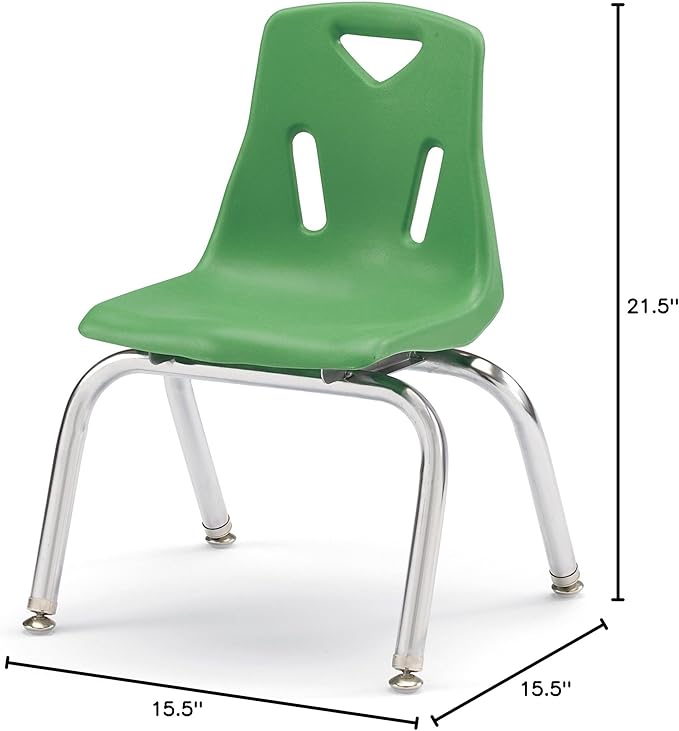 Berries Jonti-Craft 8140JC1119 Stacking Chair with Chrome-Plated Legs, 10" Height, Green