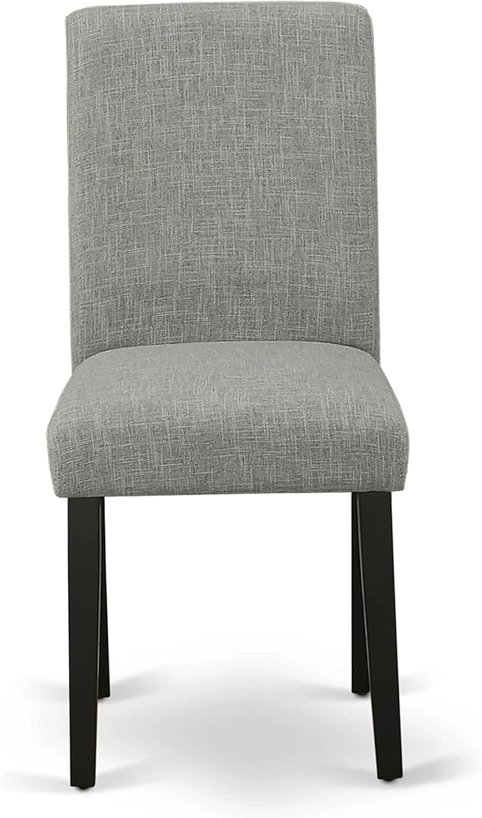 East West Furniture AMAB5-BCH-06 5 Piece Dining Set Includes a Round Kitchen Table with Pedestal and 4 Shitake Linen Fabric Parson Dining Chairs, 36x36 Inch, Black & Cherry