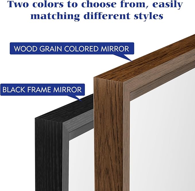 30x36 Inch Bathroom Mirror, Matte Black Framed Rectangle, 4MM Tempered Glass, Anti-Rust, Wall-Mounted Vanity Mirror for Bathroom & Bedroom - Hangs Horizontally or Vertically