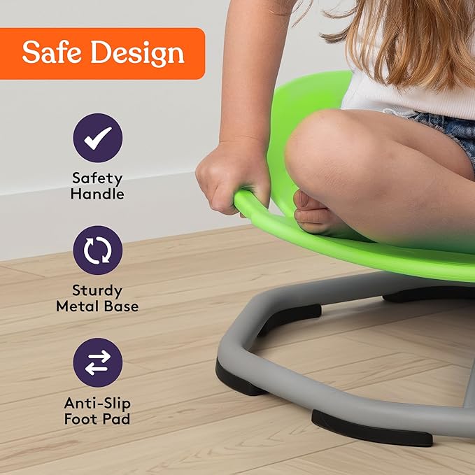 Special Supplies Spinning Chair for Kids- Versatile Kids Sit and Spin Sensory Chair for Training Body Coordination - Sensory Swivel Chair for Playroom, Bedroom, or Nursery (Green)