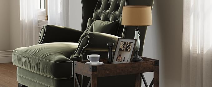 Narrow Side Table, Slim End Table,Sofa Side Table, End Table Nightstand for Bedroom, Living Room, Small Spaces