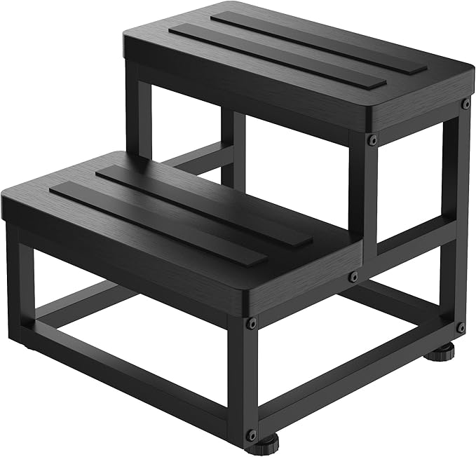 Step Stools for Adults Kids, Heavy Duty Stepping Stools Wooden Bed Step Stools for High Beds, Non-Slip 2 Bedside Foot Stool with 500 Lbs Capacity for Bedroom Kitchen Bathroom Outside, Easy Assembly