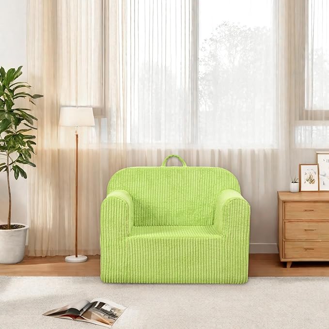 Kids Sofa, 2-in-1 Comfy Toddler Couch,Soft Sherpa Fold Out Toddler Chair for Boys and Girls (Green)
