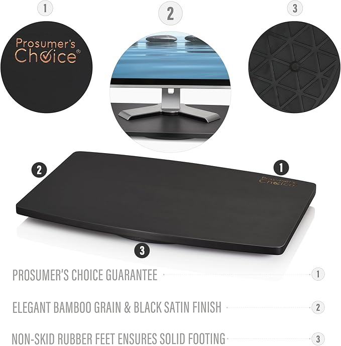 Prosumer's Choice Natural Bamboo TV Swivel Stand for LED/LCD TV, 31 & 21 inch Base Surface Black