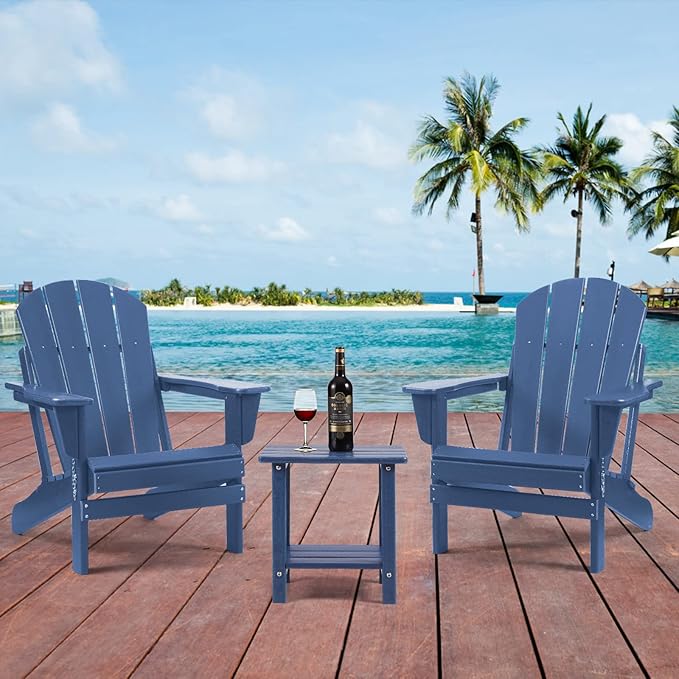 Adirondack Outdoor Side Table, 2-Tier Sturdy Patio End Table Weather Resistant, 16.5" Solid Side Table for Patio, Pool, Porch