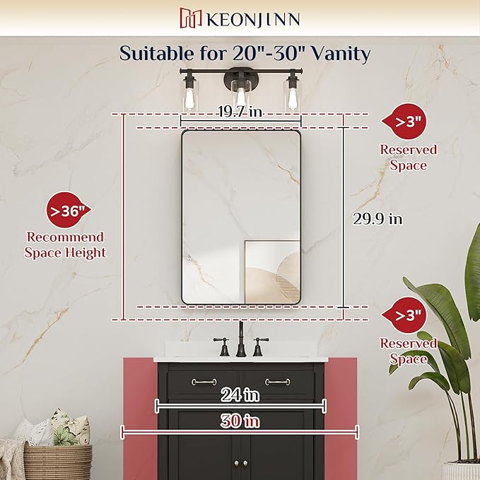 Keonjinn Gold Bathroom Mirrors for Wall 20 x 30 Inch Rounded Rectangle Gold Vanity Mirror, Brushed Brass Mirror with Metal Frame, HD Tempered Glass, Decorative Farmhouse Mirror(Horizontal/Vertical)