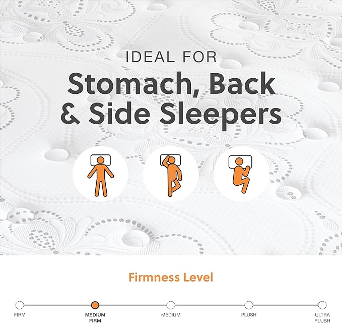 Signature Design by Ashley Twin Size Chime 10 Inch Medium Firm Hybrid Mattress with Cooling Gel Memory Foam for Pressure Relief, Fiberglass Free, Mattress In A Box