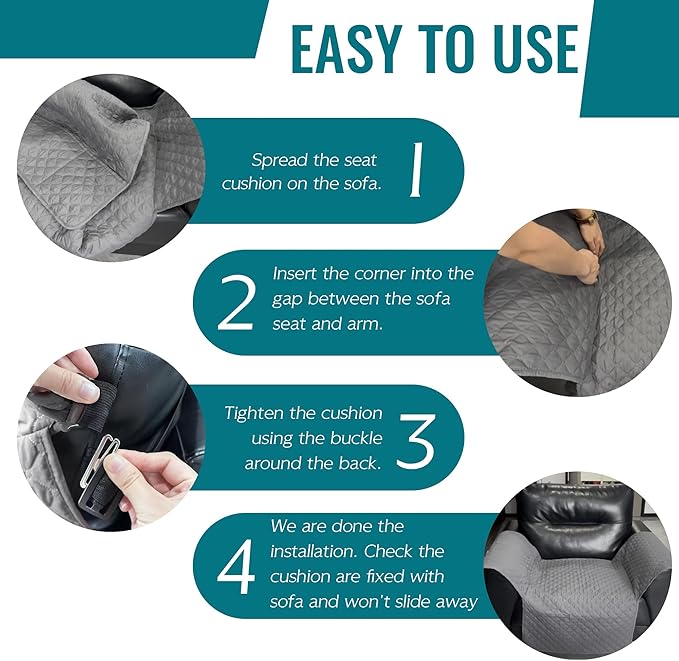 MEHIDFY Sofa Seat Arm Cover, Waterproof Couch Armrest Protector, Anti-Slip Sofa Cover, Remote Holder for Armchair, Dual Side Recliner Caddy with 3 Pockets for TV Remote, Phone, Pad, Pen, Book(Grey)