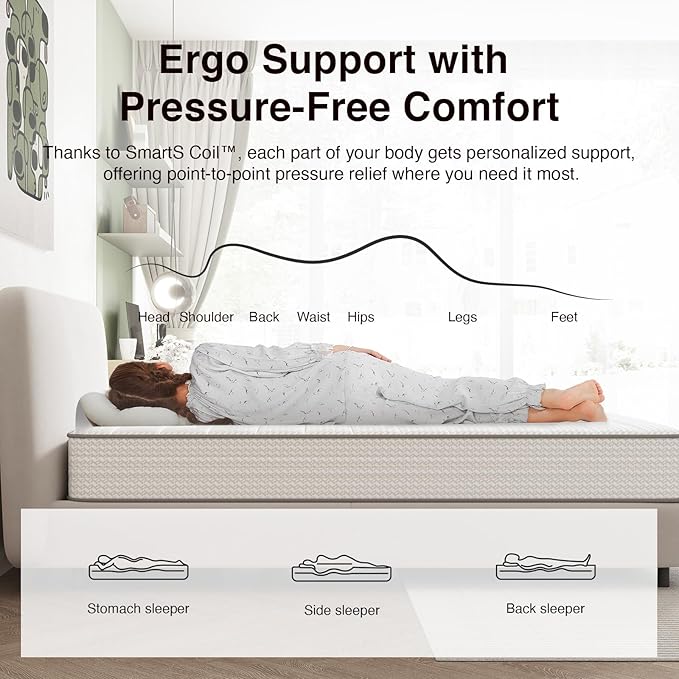 Novilla Twin XL Mattress, 8 Inch TXL Size Mattresses in a Box with Smarts™ Coil for Pressure Relief, Medium Firm Foam and Spring Hybrid Colchones with CertiPUR-US Certified for Kids