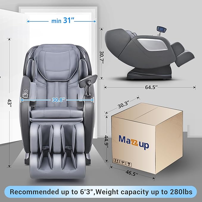 Full Body Zero Gravity Shiatsu Massage Chair with Fully Assembled, LCD Screen, Shortcut Keys, USB Charging Port, Heat, for Loved Ones, Parents, Black