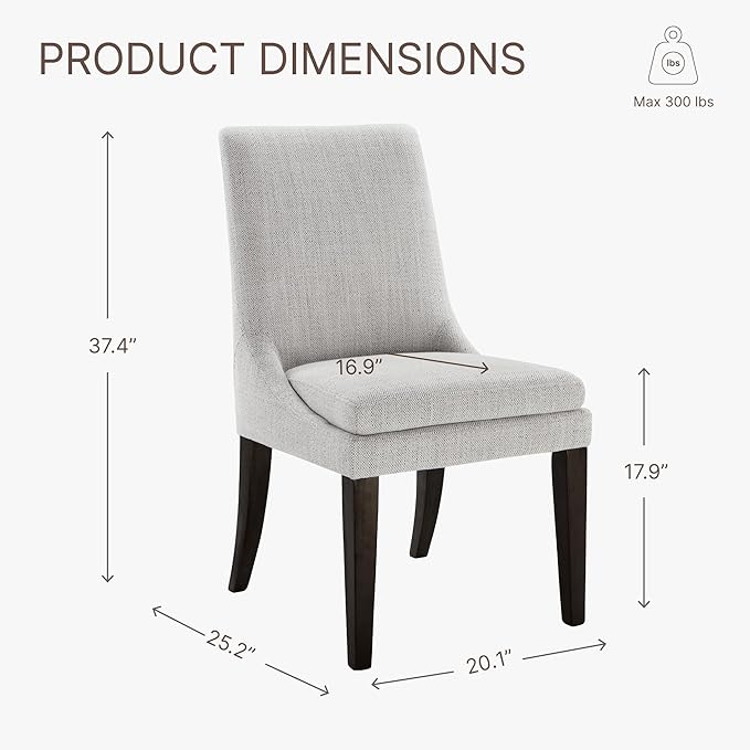 Upholstered Dining Chairs Modern Sidechair Performance Fabric High Back Armlesschair for Diningroom Kitchen,Linen,Set of 2(1 Box)
