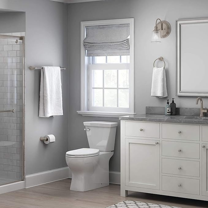 Franklin Brass Kinla 3-Piece Bathroom Set Satin Nickel 24" Towel Bar Rack, Toilet Paper Holder, Ring 3-Piece Hardware KIN3PC-SN