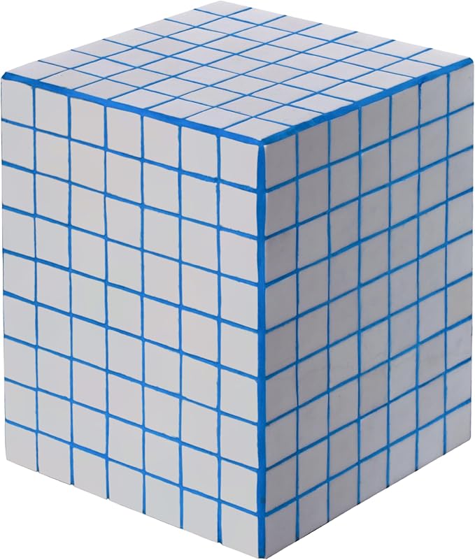 JONATHAN Y END2000B Callista 18" Modern Bohemian Ceramic Tiled Rectangle End Table, Side Table, Accent Table for Living Room, Bedroom, White/Blue