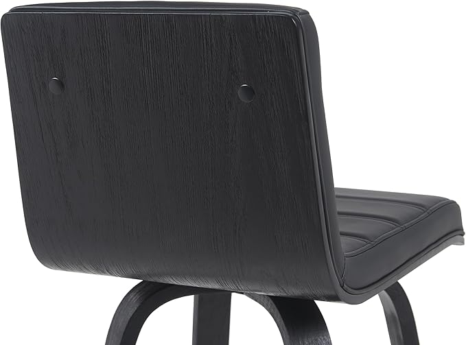 Vienna Modern Counter Height Swivel Bar Stool with Black Faux Leather Seat and Black Brushed Wood Frame Set of 4