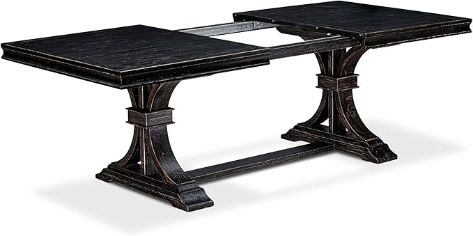 LET-SBB-TP - a Mid-Century Dining Table with Removable Rectangular Tabletop – Sand Blasting Black