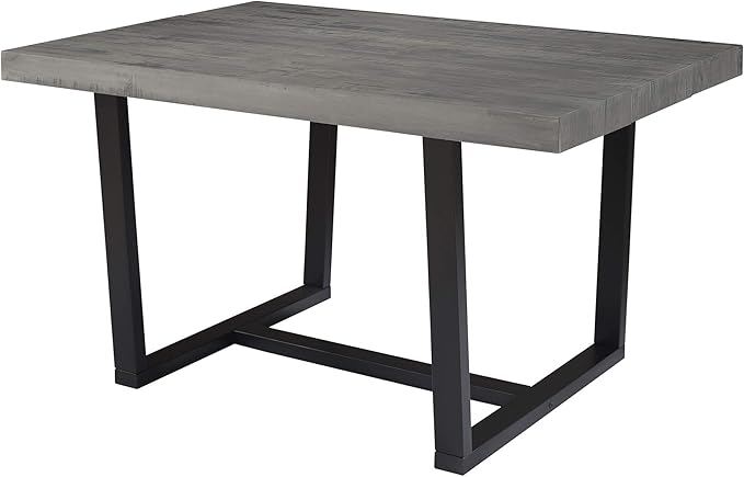 Walker Edison Andre Modern Solid Wood Dining Table, 52 Inch, Grey
