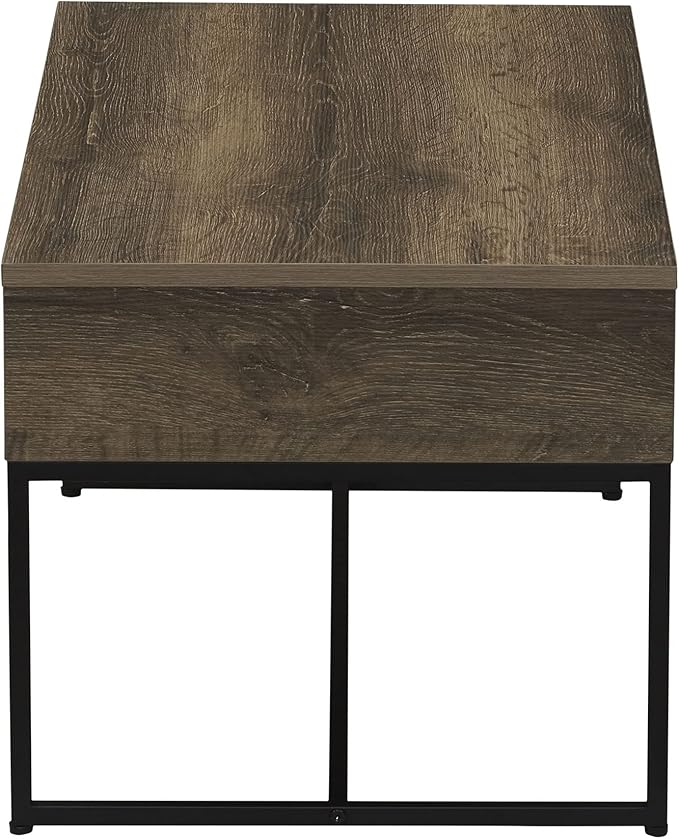 Household Essentials Wrap Rectangular Coffee Table Ashwood Rustic Wood Grain and Black Metal