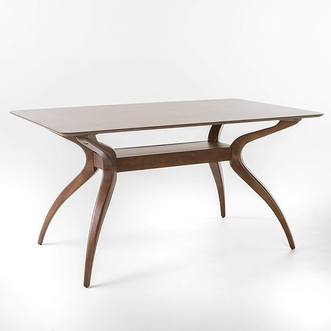 Christopher Knight Home Idalia Curved Leg Rectangular Dining Set, 5-Pcs Set, Natural Walnut / Light Beige