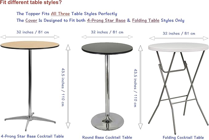 2-Pack Gold Spandex Table Topper Cap (32'') for Round Cocktail Tables, Adding Precious Metallic Glitter and Luxurious Accents, Protecting From Spill, for Weddings Parties Banquet, Restaurants