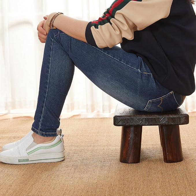 Wooden Stool, Rectangular Bedside Step Stool, Step Ladder for Kitchen & Bathroom, Foot Rest Stool Under Desk, Super Sturdy Hold Up to 500 LBS