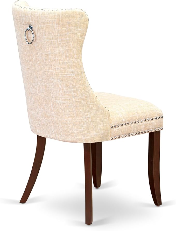 East West Furniture DODA5-MAH-32 5 Piece Kitchen Table Set Consists of a Rectangle Dining Table with Butterfly Leaf and 4 Polyester Fabric Padded Chairs, 42x78 Inch, Mahogany