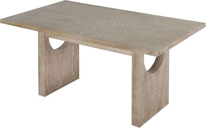 Ball & Cast 7-Piece Dining Table Set for 6 People, 59" Wood Dining Kitchen Table & Chairs Set, Dining Room Table with Trestle Base and 6 Upholstered Chairs, Perfect for Dining Room,Natural Wood Wash