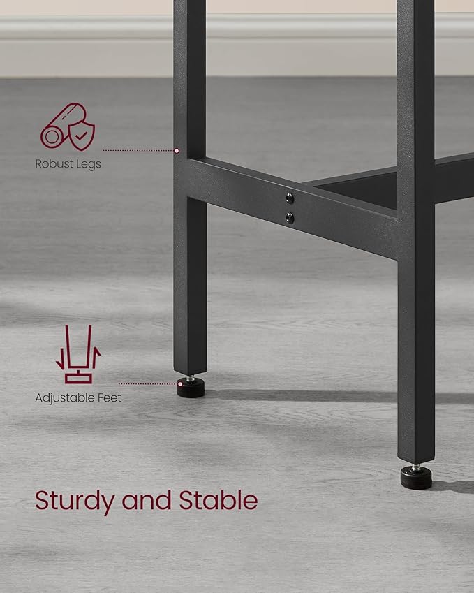 VASAGLE Bar Table, Narrow Long Kitchen Dining Table, Sturdy Metal Frame, Industrial, 15.7 x 55.1 x 35.4 Inches, Rustic Brown and Ink Black ULBT140B01