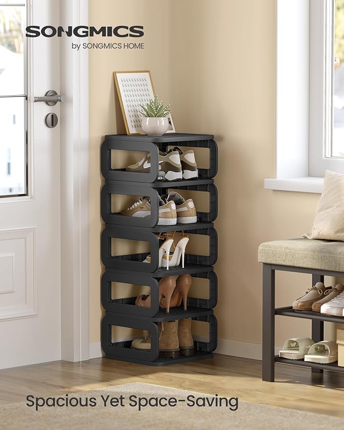 SONGMICS Shoe Rack, Shoe Organizer, 6 Shelves, Shoe Storage, Narrow Shoe Shelf, Open Shelf for Entryway, Living Room, Bathroom, Space-Saving, Ink Black ULPC037B01