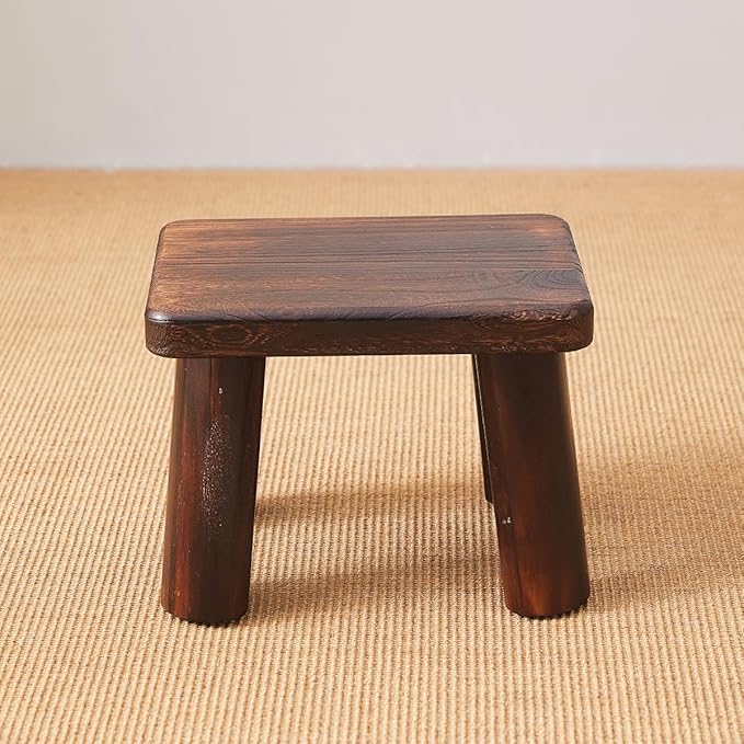 Wooden Step Stool for Adults and Kids,Foot Stool,Kitchen Small Wood Bench,Wood Plant Stand (14.2"x10.2"x10.6")