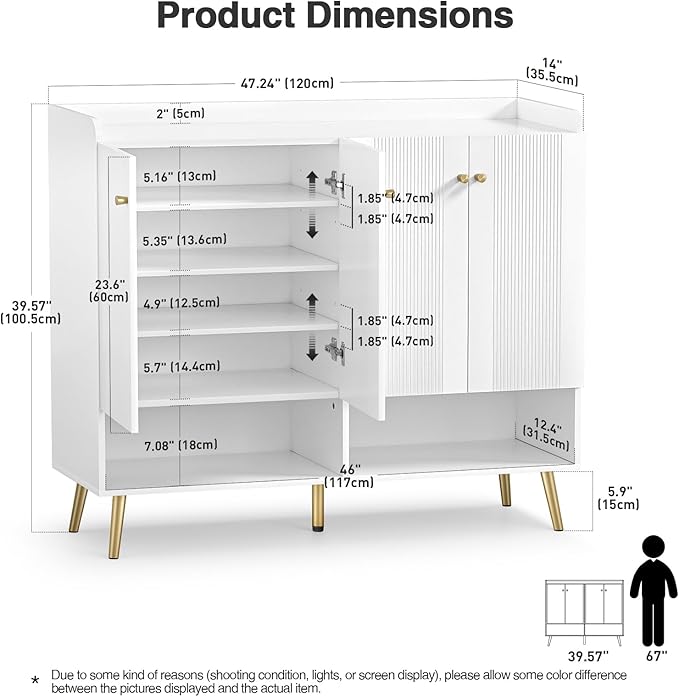 Giluta Buffet Sideboard Cabinet with Adjustable Shelf,Modern Buffet Storage Cabinets 4 Doors, Living Room Console Table for Kitchen Dining Room(White)
