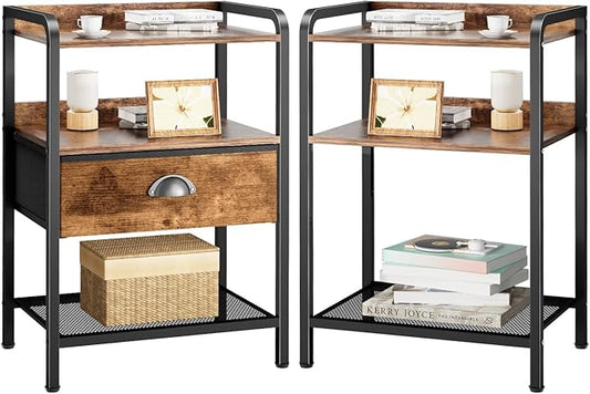 Night Stand Side Table Drawer Nightstand Storage Drawers Bedside Table Metal Shelf Nightstands Bed Side End Tables Living Room Chest Organizer Dresser for Bedroom Dorm Furniture Entryway Table Simple