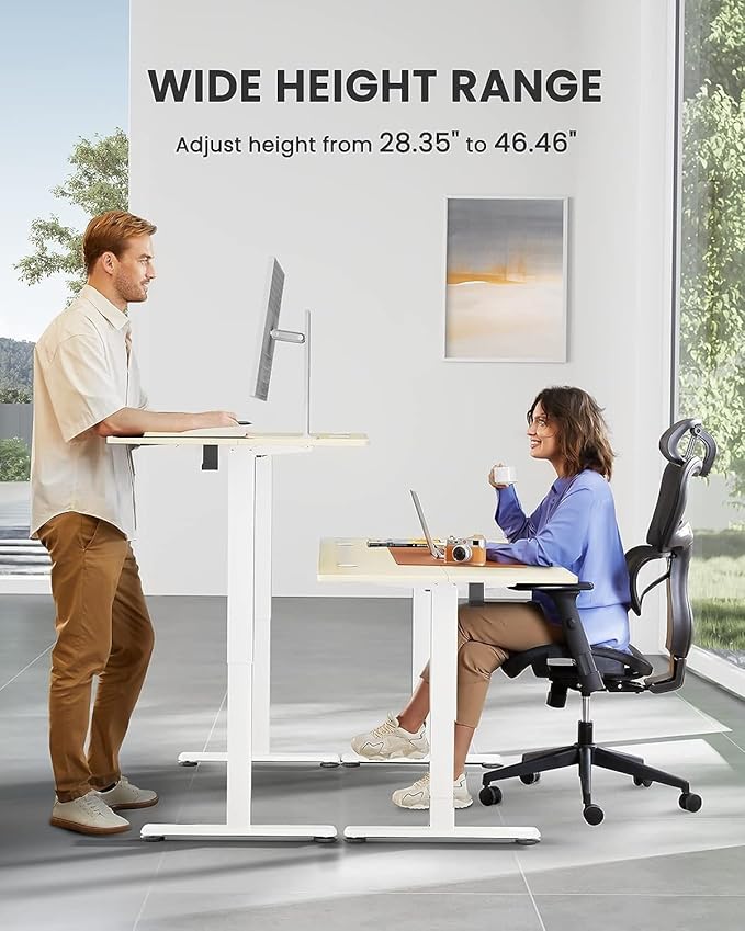 ErGear Height Adjustable Electric Standing Desk, 71 x 30 Inches Sit Stand up Desk, Memory Computer Home Office Desk Large Desk with Two-Piece Desktop (Natural)