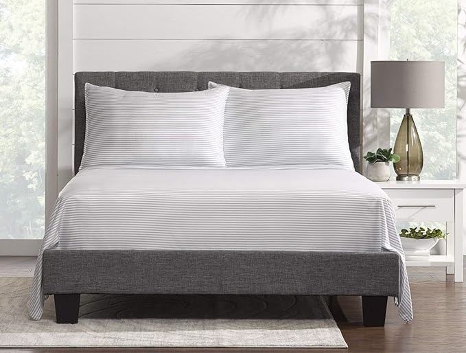 Queen Sheets by Pure Bamboo, Genuine 100% Organic Viscose Derived from Bamboo Bed Sheet Set, Luxuriously Soft & Cooling, Double Stitching, Lifetime Quality Promise (Queen, Stripes)