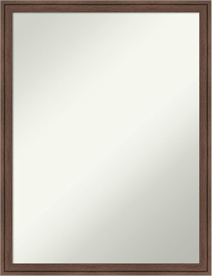Amanti Art Brown Bathroom Mirror for Over Sink, 26x20 Florence Light Brown Rectangle Vanity Mirror, Medium Casual Frame, Hangs Horizonally and Vertically, Bathroom Wall Decor, Non-Beveled Edge