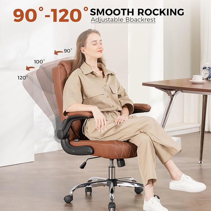 COMHOMA Leather Office Chair Ergonomic Computer Gaming Chair with Comfy Back Support, Executive Mid-Back,Small Gmaing Chair with Adjustable Armrests, for Short People Use, Rolling Swivel for Adults