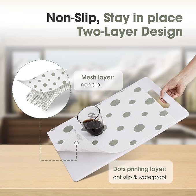 Beautysaid Shelf and Drawer Liner for Kitchen Cabinet, Non Adhesive Non Slip Shelf Paper Waterproof Washable Thickened for Dresser Pantry Shelve Bathroom Protector Liner(Polka Dot,12 in x 10 FT)