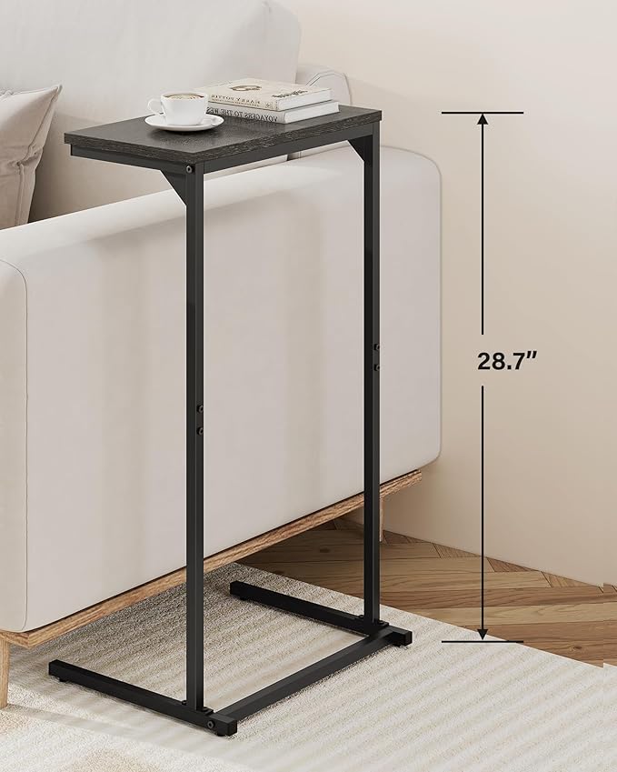 TUTOTAK C Shaped End Table, Tray Table, Small Side Table, 28.7 inch Tall Couch Table, Tv Tray, Sofa Table, Living Room, Bed Room, Black TB01BK071
