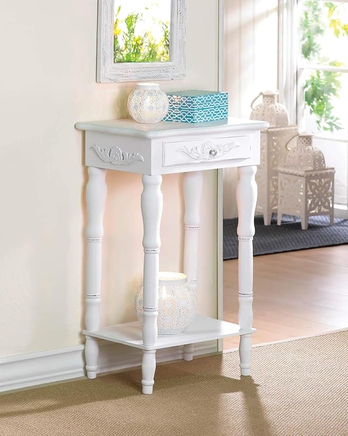 Carved White Side Table