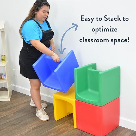 Children's Factory 3-in-1 Cube Chair for Kids, Flexible Seating Classroom Furniture, 1-Pack, Green