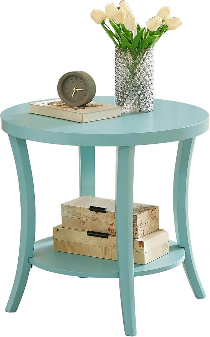 Roundhill Furniture Perth Contemporary Round End Table with Shelf
